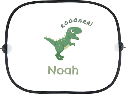 Auto zonnescherm met naam en baby dino