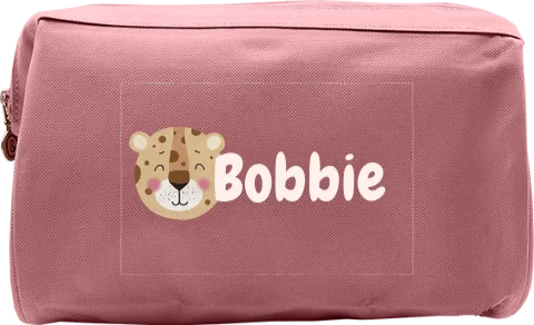 Toilettas met naam en luipaard