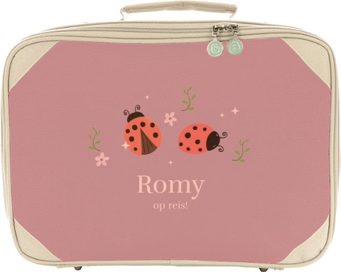 Kinderkoffertje met naam en lieveheersbeestjes