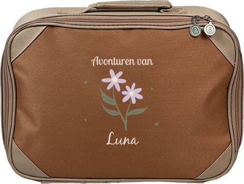 Koffertje met naam en bloemetjes