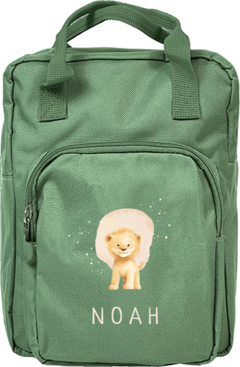 Rugtas classic met naam en leeuwtje