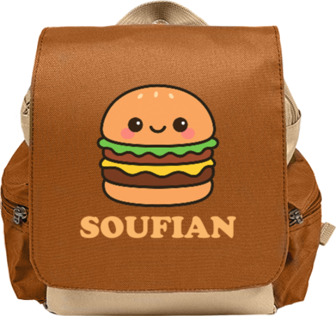 Rugzakje kawaii met naam en schattige burger