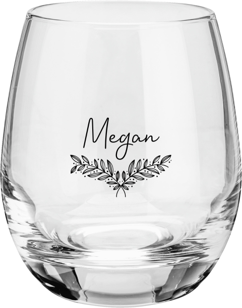Waterglas met naam en takje