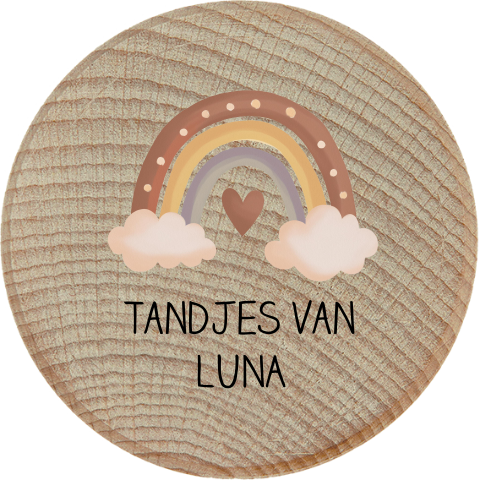 Tandendoosje met naam en regenboog