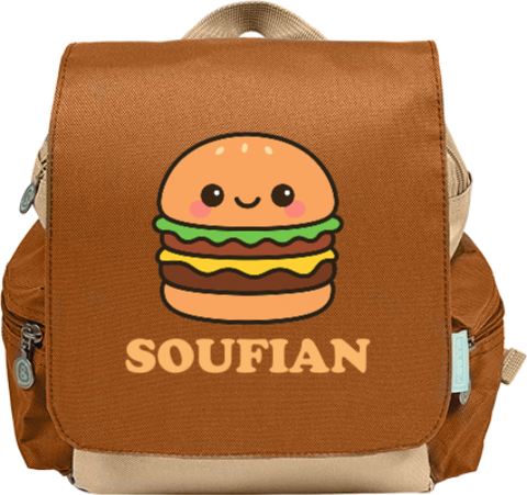 Rugzakje kawaii met naam en schattige burger