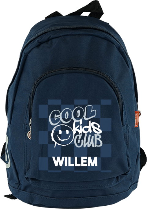 Junior rugzak met naam, graffiti en blokpatroon
