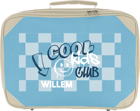 Koffertje met naam, blokpatroon en graffiti