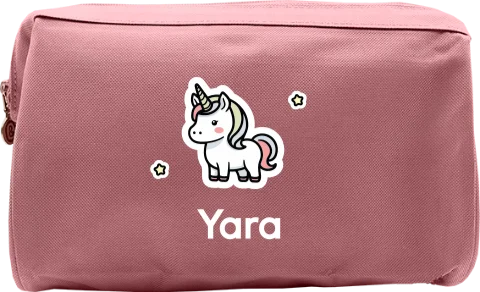 Toilettas met naam en kawaii unicorn