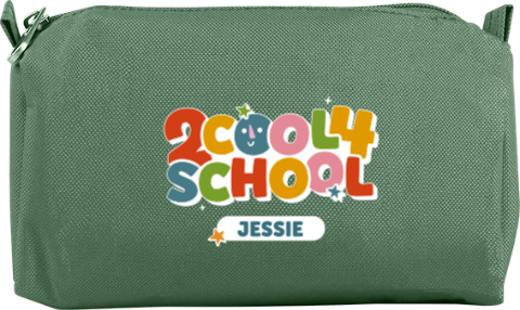 Etui met kleurrijke tekst en naam