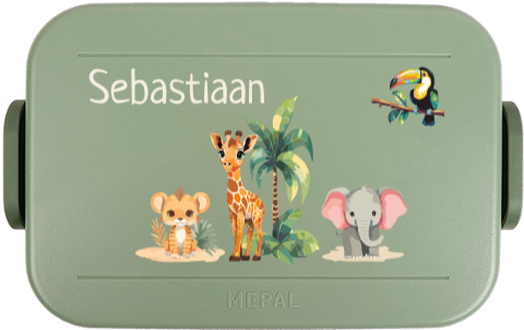 Mepal broodtrommel To Go met naam en safari thema