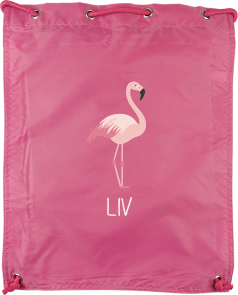 Gymtasje met naam en flamingo
