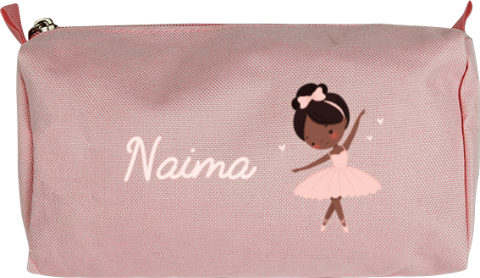 Etui met ballerina, lichtroze naam en hartjes