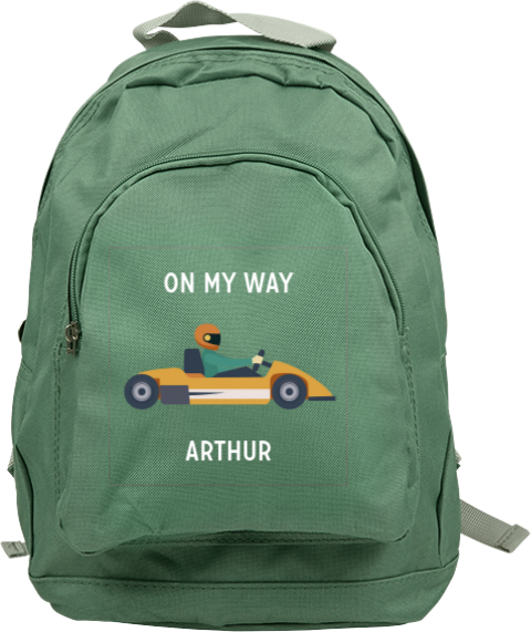 Junior rugzak met naam en raceauto