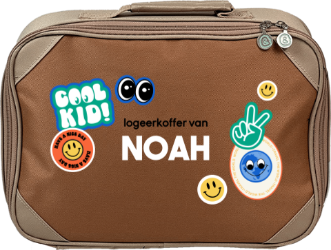 Koffertje met naam en vrolijke illustraties