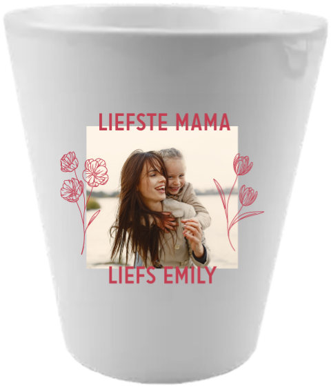 Bloempotje met eigen foto voor moederdag