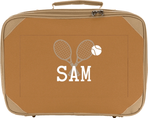 Koffertje met naam en tennis rackets