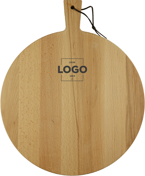 Ronde borrelplank gegraveerd met logo