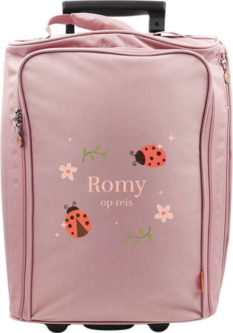Reistrolley met naam en lieveheersbeestjes