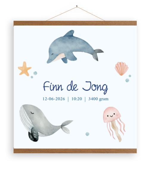 Canvas poster met naam en onderwaterthema