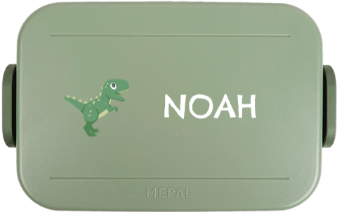 Mepal broodtrommel TO GO met naam en dino