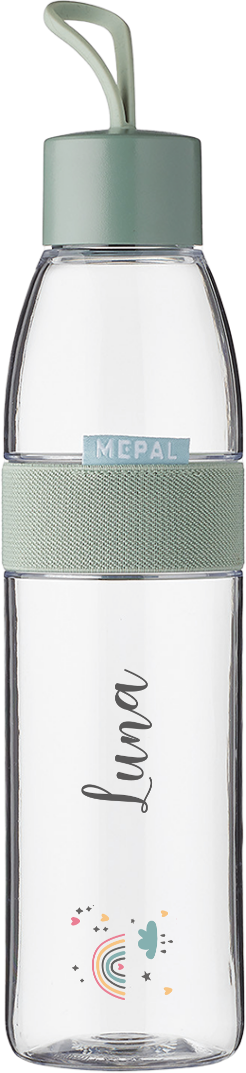 Mepal waterfles Ellipse met naam regenboogpatroon