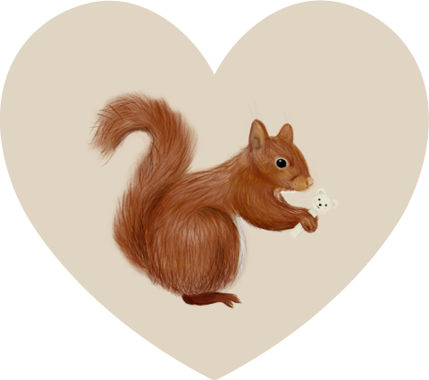 Hartvormige sluitsticker beige eekhoorn