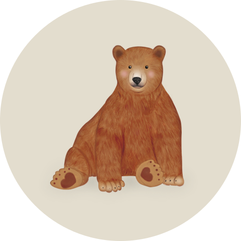Sluitsticker beige met beertje