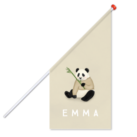 Geboortevlag met panda in beige