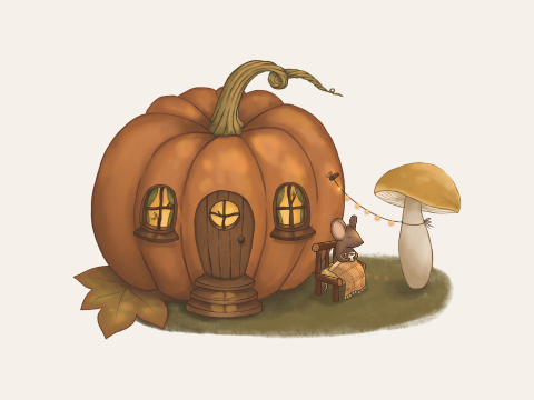 Poster pompoenhuisje