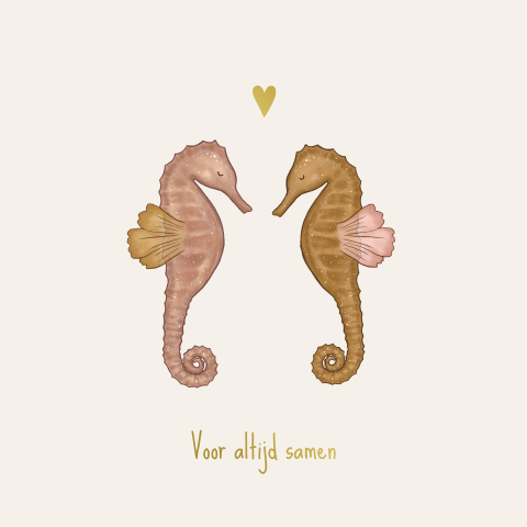 Wenskaart zeepaardjes liefde