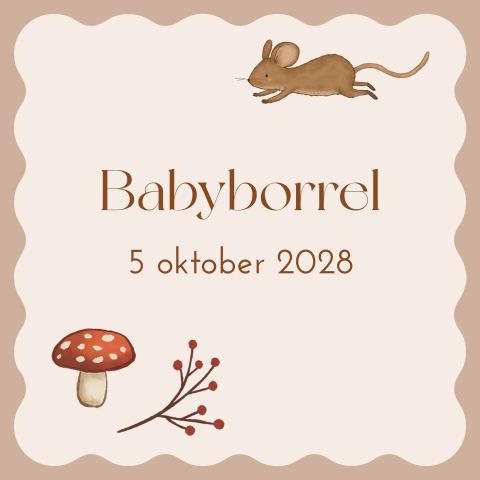 Babyborrelkaartje vierkant herfst