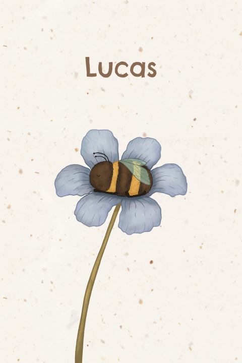 Geboortekaartje bij in bloem