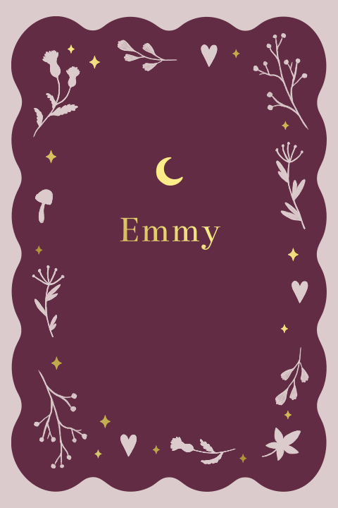 Geboortekaartje paars bloemen patroon 