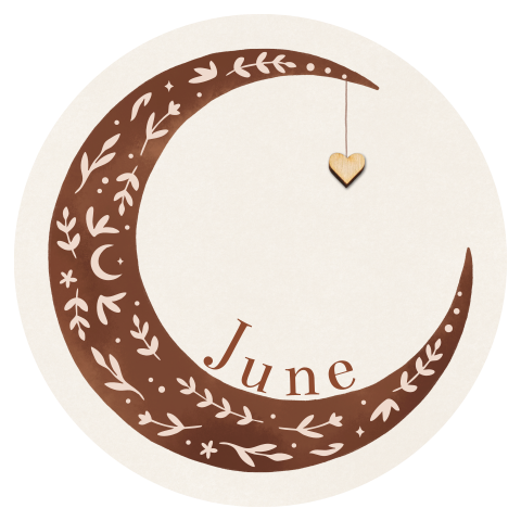 Rond geboortekaartje maan folklore