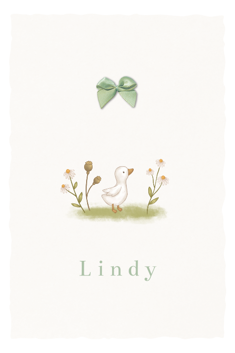 Geboortekaartje geschepte papier look gansje