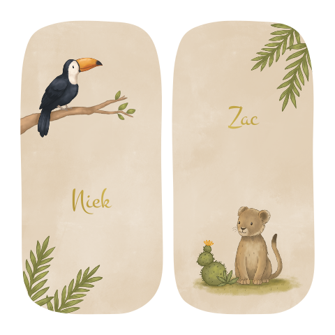 Tweeling geboortekaartjes jungledieren