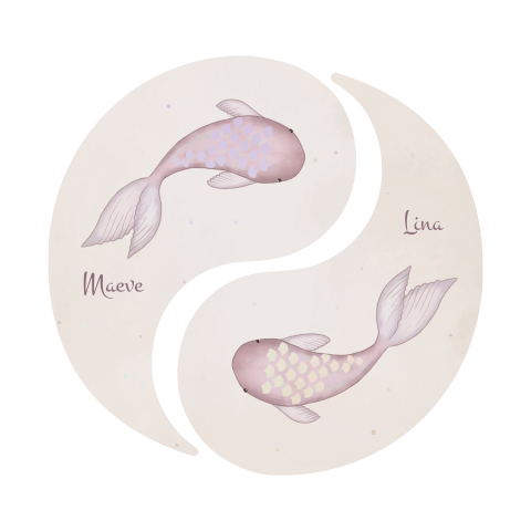 Tweeling geboortekaartjes yin yang vissen