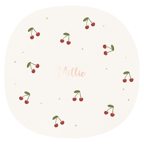 Rond geboortekaartje kersen patroon