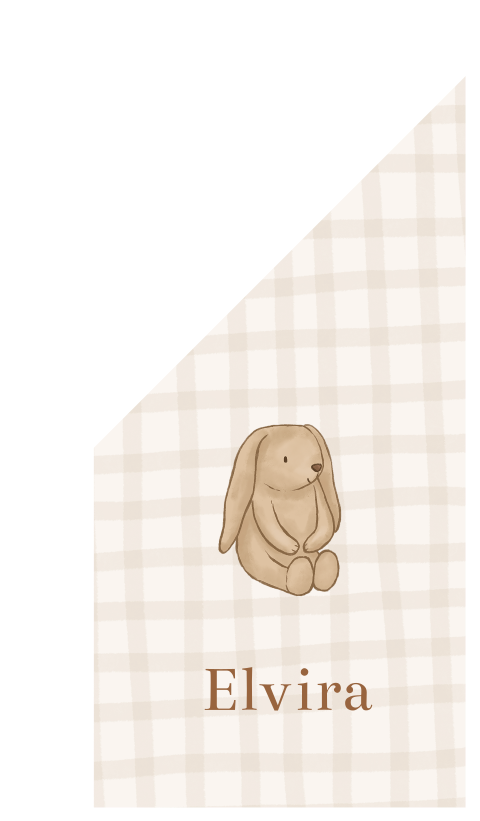 Geboortevlag knuffel konijn ruitjes