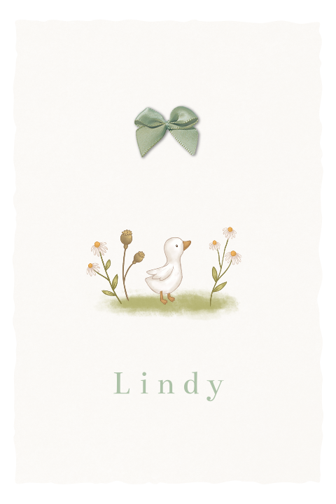 Geboortekaartje geschepte papier look gansje