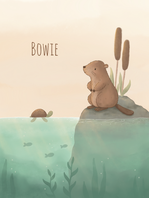 Poster bever bij de oever