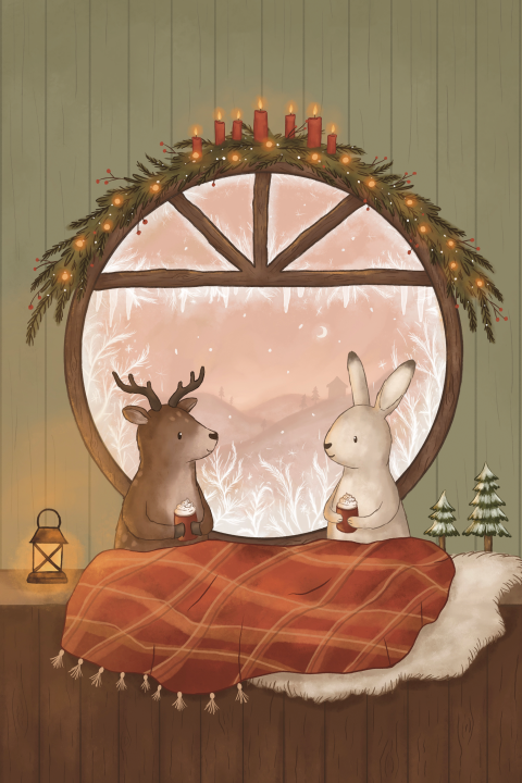 kerstkaart cozy avond