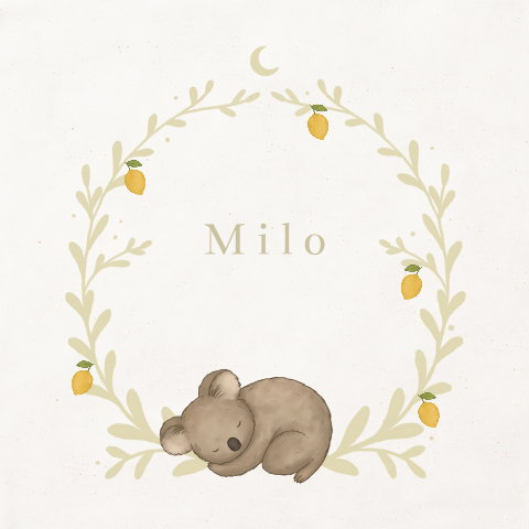 Tegeltje koala krans met citroentjes