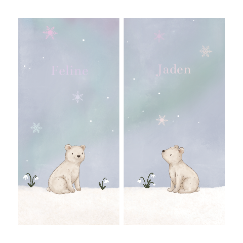 Tweeling geboortekaartjes ijsbeertjes