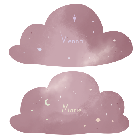 Tweeling geboortekaartjes wolkjes