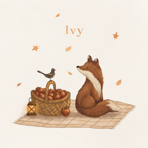 Geboortekaartje vosje herfst