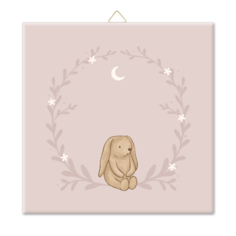 Tegeltje konijn knuffel