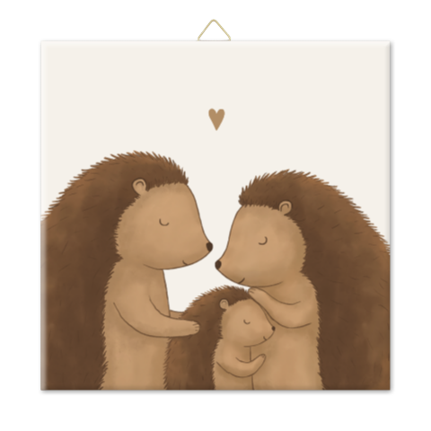 Tegeltje met egel gezin