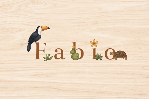 Houten memorybox met naam en jungledieren