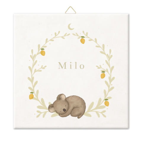 Tegeltje koala krans met citroentjes